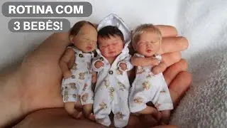 ROTINA DA NOITE COM 3 MINI BEB&Ecirc;S DE SILICONE S&Oacute;LIDO!
