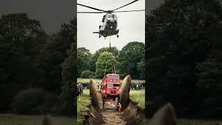 Helicopter Saves Full Bus From Mud Pit in Dramatic Rescue #helicopter #rescue #bus