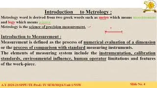 Introduction to Course Metrology and Quality Assurance