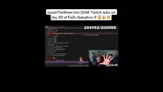 JasonTheWeen hits 205K Twitch subs on day 20 of FaZe Subathon 2 😱🎉🔥 #funny #funnystreammoments