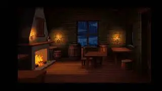Old Stone Tavern Fireplace | Rainy Night Ambience 8-Bit 