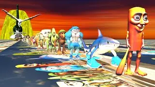 Paint Animals Gorilla Cow Lion Elephant Dinosaurs Fountain Crossing Animal Cartoon