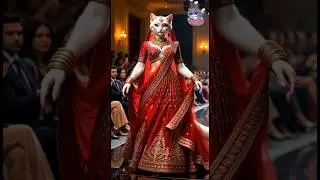 😻 Cute Cat Fashion Show 💫 Beautiful Cat in Saree ❤️ #cartoon #cat #ai #fashion