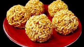 5 मिनट में भयंकर ठण्ड में बनाये मुरमुरा से Ladoo -murmura gur ke ladoo - Lai ke Laddu