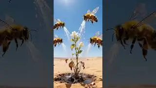 Honey bees saved the jasmine plant from drying out by giving it water 😭#ai #tree #save#watering