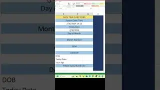 Excel Date Time Functions in Excel  #excelformula #excelfunctions #excel #exceltips