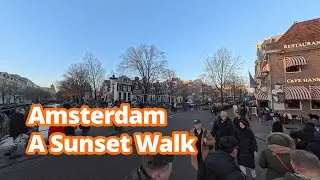 Walking Tour: 4k Amsterdam Sunset Walk - from Rijksmuseum to Amsterdam Centraal Station