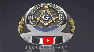 Masonic Ring AF & AM Freemason gift Silver 925 Sterling jewelry 24K-Gold Plated Parts for Freemason