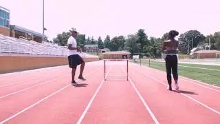 Hurdling with AGOGIE Resistance Training Pants featuring Olympian Greg Foster