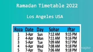 Ramadan Calendar Los Angeles USA 2022 | Ramadan Timings Los Angeles | Salah Times Los Angeles