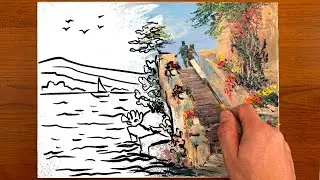 How to Draw Autumn with Palette Knife