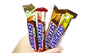 Opening half-size snickers chocolate bar from India