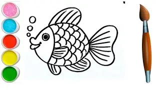 A beautiful fish drawing for kids | How to draw fish | Coloring Painting | Toddlers | Kids Drawing