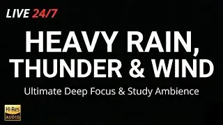 🔴 Rain Sounds Pink Noise | Distant Thunder with Wind for Deep Focus