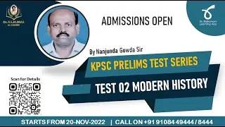 KPSC Test Series 2022 | Test Discussion - Modern History | Dr. Rajkumar Academy | Nanjunda Gowda Sir