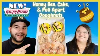 NEW Krispy Kreme Honey Pull Apart, Honey Cake, and Honey Bee Doughnuts Review 🍯🐝