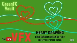 Heart Drawing Neon Lines &ndash; Free Green Screen Effect (HD)