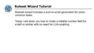 Ruleset Wizard tutorial - Creating a rollable number field