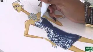 Dessin de mode robe à sequins sur figurine
