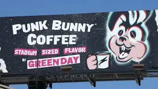 Green Day Punk Bunny Coffee Billboard Sunset Blvd Los Angeles California USA August 14, 2024