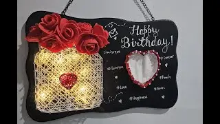 DIY String Art: Jar with Fairy Lights & Heart Photo Frame | Handmade Gift Idea