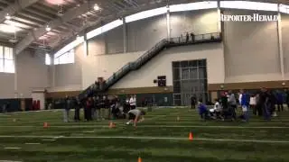 Tackle Ty Sambrailo runs the cones at CSU pro day