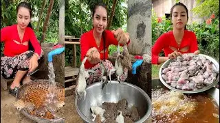 Frog stir-fry cook recipe and eat