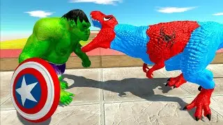 SPIDERMAN T-REX vs HULK with SHIELD DEATH RUN - Animal Revolt Battle Simulator ARBS 2