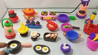 DIY how make polymer Clay kitchen set toys.Clay kitchen set toys, stove, bred, eggs/clay secrets.