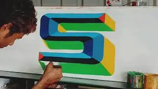 3D Letter Painting Diamond Design Sign Board Writing@Art in Story #colour #Arts