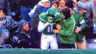 Girl eats it after Robby Anderson touchdown!