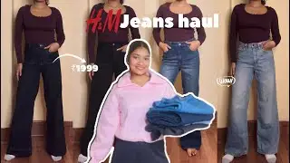 H&M jeans Haul 👖 | High -waist, Trendy & Under ₹1999 Try on haul | Deepika Dumrey 