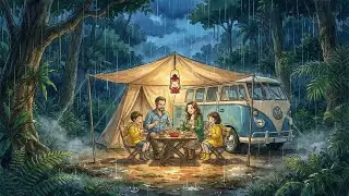 Rainy Jungle Camping Adventure 🌧️ | Ghibli-Style Animation | Relaxing Rainy Days ASMR