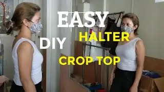 DIY HALTER CROPTOP FROM OLD LONG SLEEVE SHIRT *easy* #sewing #training #dressmaking #diy