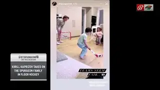 Kirill the Thrill takes on Jared Spurgeon's kids in floor hockey