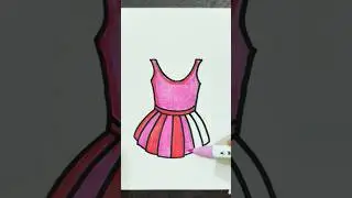 Easy Pink Frock Drawing 👗 #shorts
