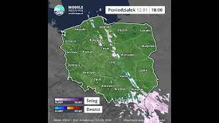 Prognoza opadu na 8 godzin (Model MERGE) 12.01.2026 #ostrzeżenia  #imgw  #ostrzeżenia  #news