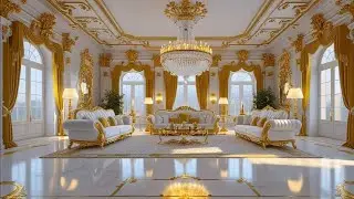 Luxury Golden Mansion | Royal Palace with Stunning Architecture & Garden Fountains