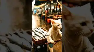 Cat on a fish market #subscribe #cat