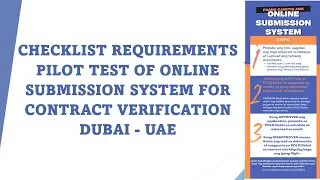 Checklist Requirements Pilot Test of Online Submission System For Contract Verification Dubai - UAE