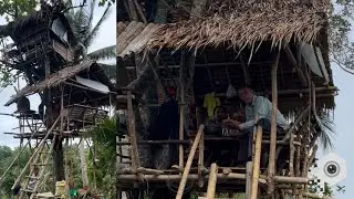 Part 32 | My mother-in-law came here to the tree house and my wife cooked ginataang tulingan 