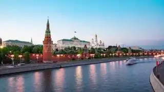 Moscow, Night View of the Kremlin (Stock Footage)