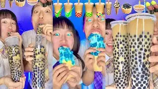 Rainbow Boba Emoji Food Challenge ASMR Compilation! Bubble tea🥵 (Part9)