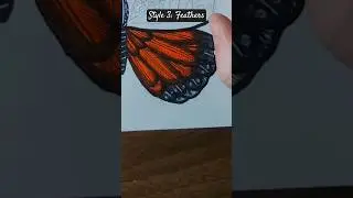 Monarch Butterfly Wings in 4 Art Styles Part 3: Bird Feathers #shorts