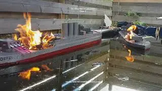 Burning And Sinking Model Ships Battlecruisers Minotaur And Defence