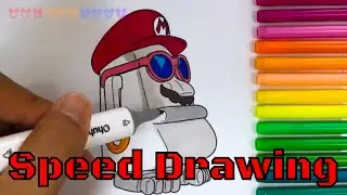 Speeding Drawing Super Mario Odyssey, Moe-Eyes Mario | Drawing Coloring Pages Videos for Kids