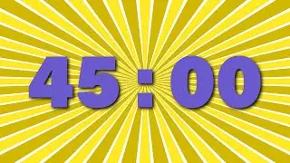 45 minutes Silent Countdown Timer | Bold Blue Font on Yellow Radial Background | No Music, No Sounds