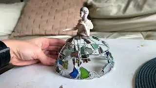 Upcycled doll earring stand, sea glass table suncatcher, trash art figurine