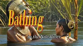 🌞 Egyptian African Queen Bathing in the Nile River 🌞