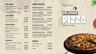 Pizza TV Menu Board Template | Editable in Canva | Digital Signage for Restaurants